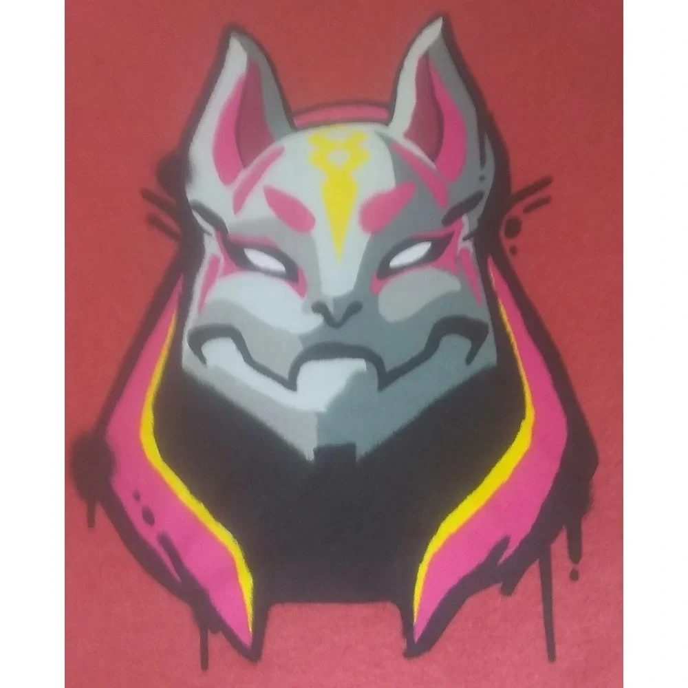 Fortnight‎ T-shirt Kid's XL (14/16) Youth Drift Mask Graphic Red Orange